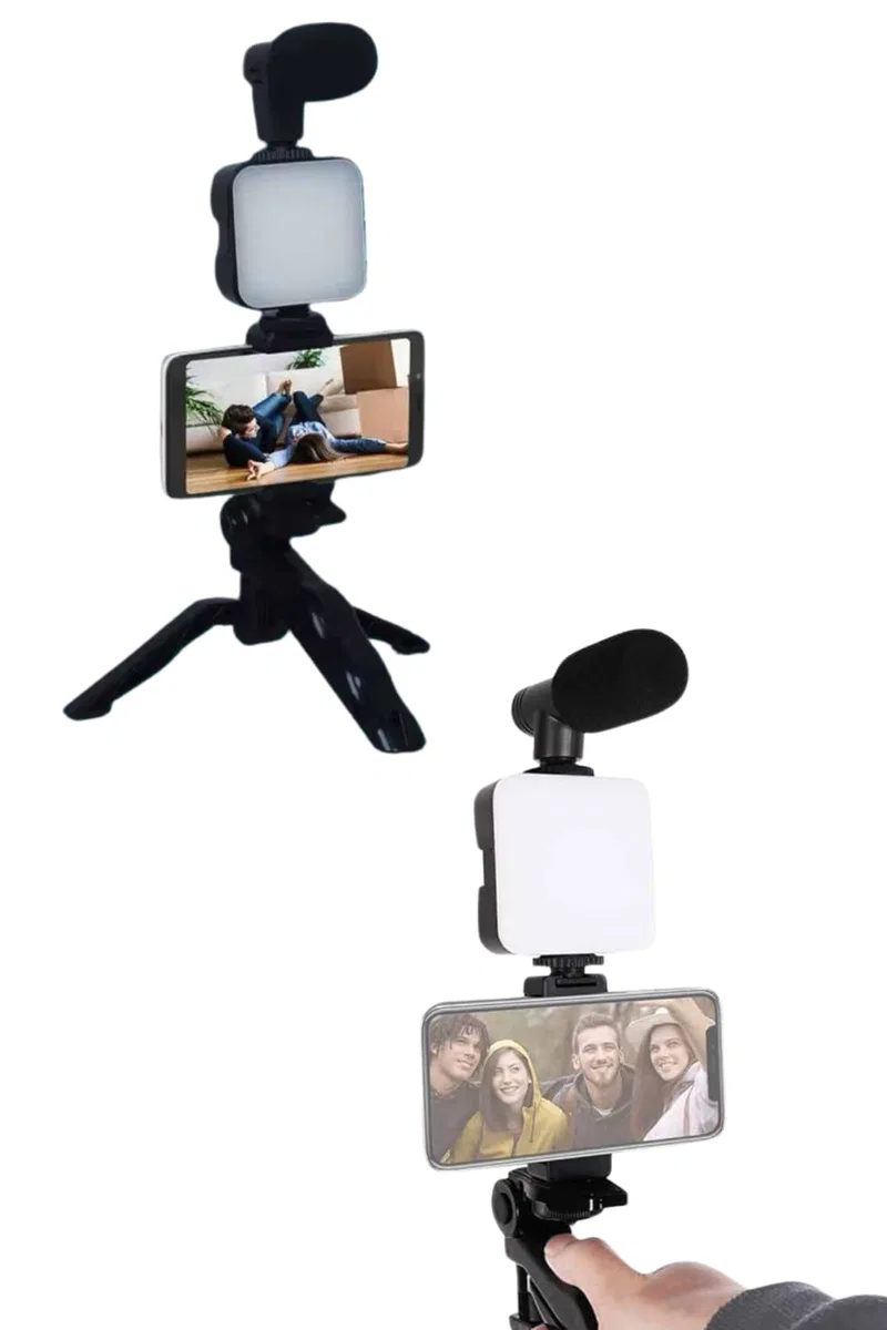 Video Making Kit Telefon Tutucu Vlog Video Mini Led Işıklı görsel 2