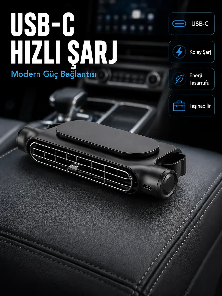 Otomobil Koltuk Başlığı Fanı Güçlü Turbo Hava Akışı Sunan Araç İçi Soğutucu