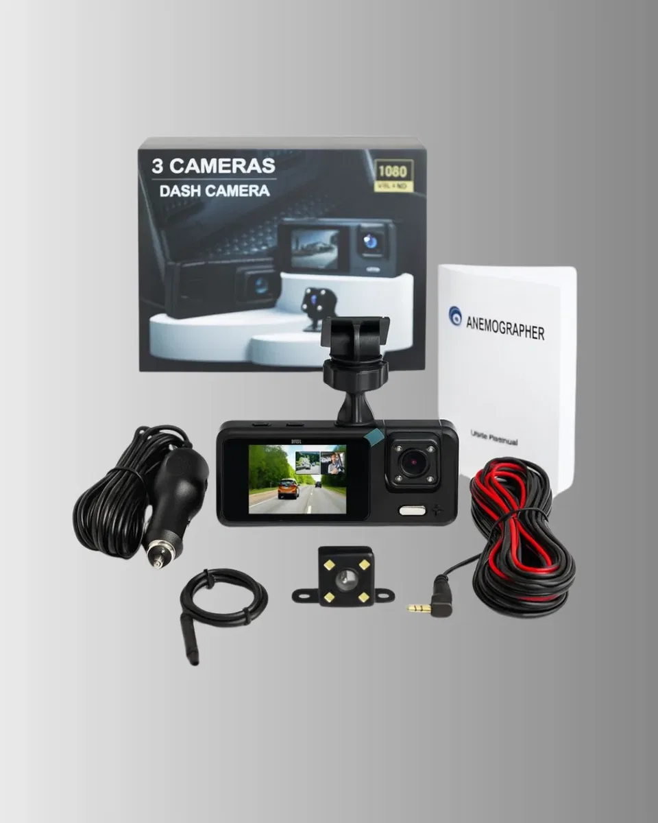 3 Kameralı Araç İçi DVR Kayıt Cihazı Ön İç Arka Kamera Full HD görsel 2
