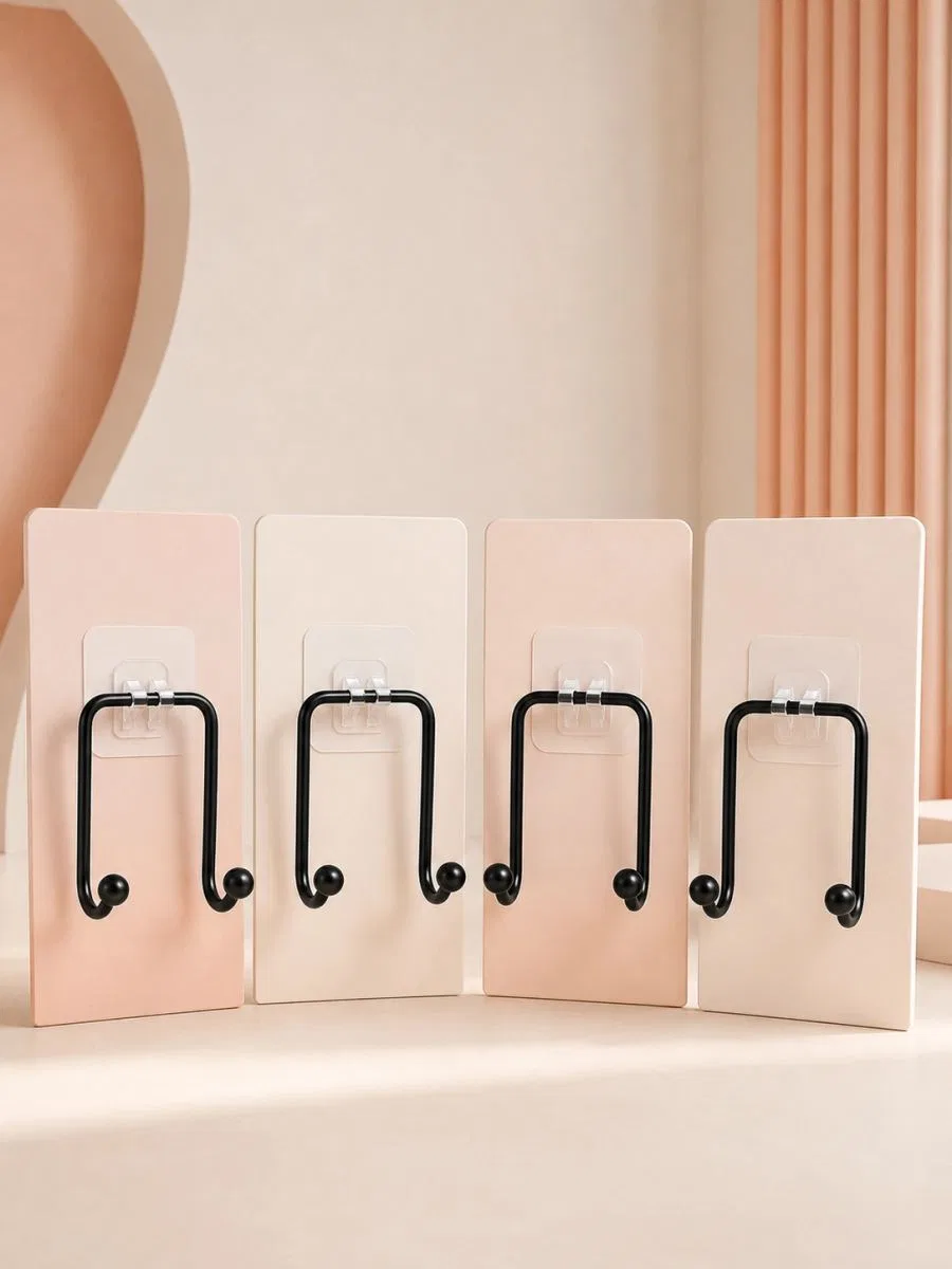 4'lü Duvar Tipi Yapışkanlı Askı Pratik Ev Ve Banyo Askılık Seti görsel 5