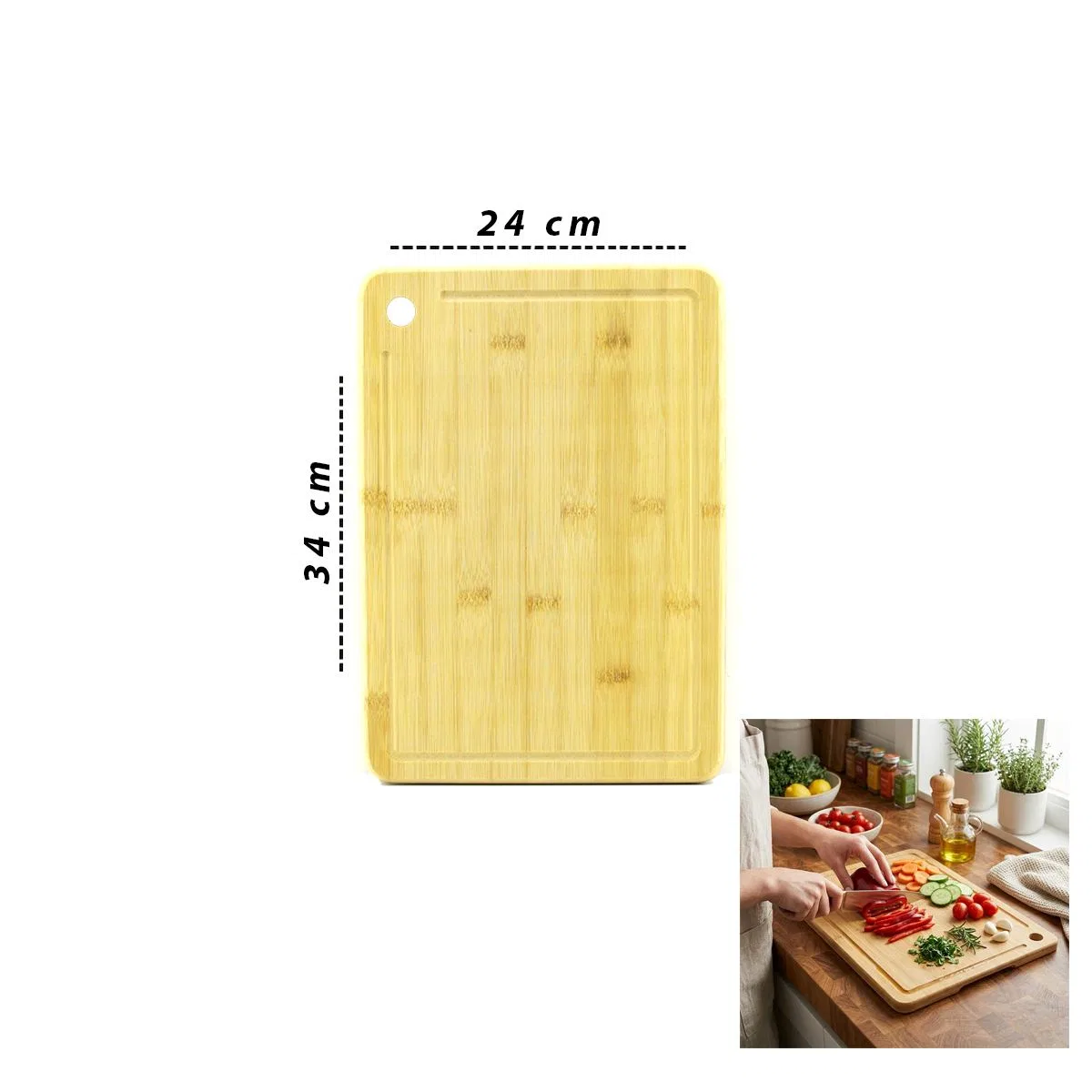 Bambu Kesme Tahtası 24x34x1. 8 cm görsel 2