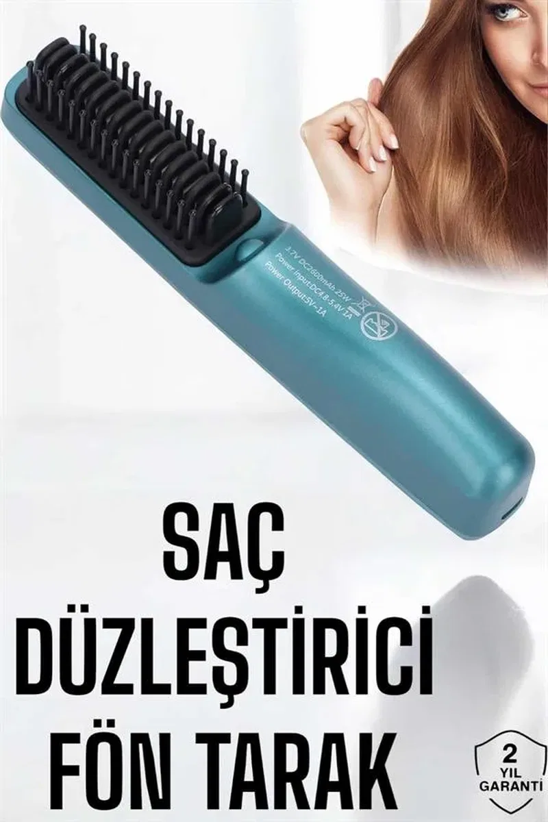 Sıkı Dişli Taşınabilir İyon Özelliği Seyahat Tipi Saç Düzleştirici Fön Tarak görsel 2