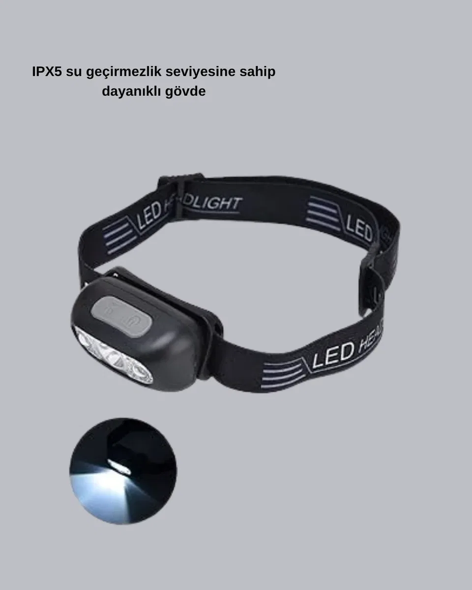 Şarjlı LED Kafa Feneri | 4 Modlu Akıllı Sensörlü Far | Su Geçirmez IPX5 Kamp ve Balıkçı Lambası görsel 2
