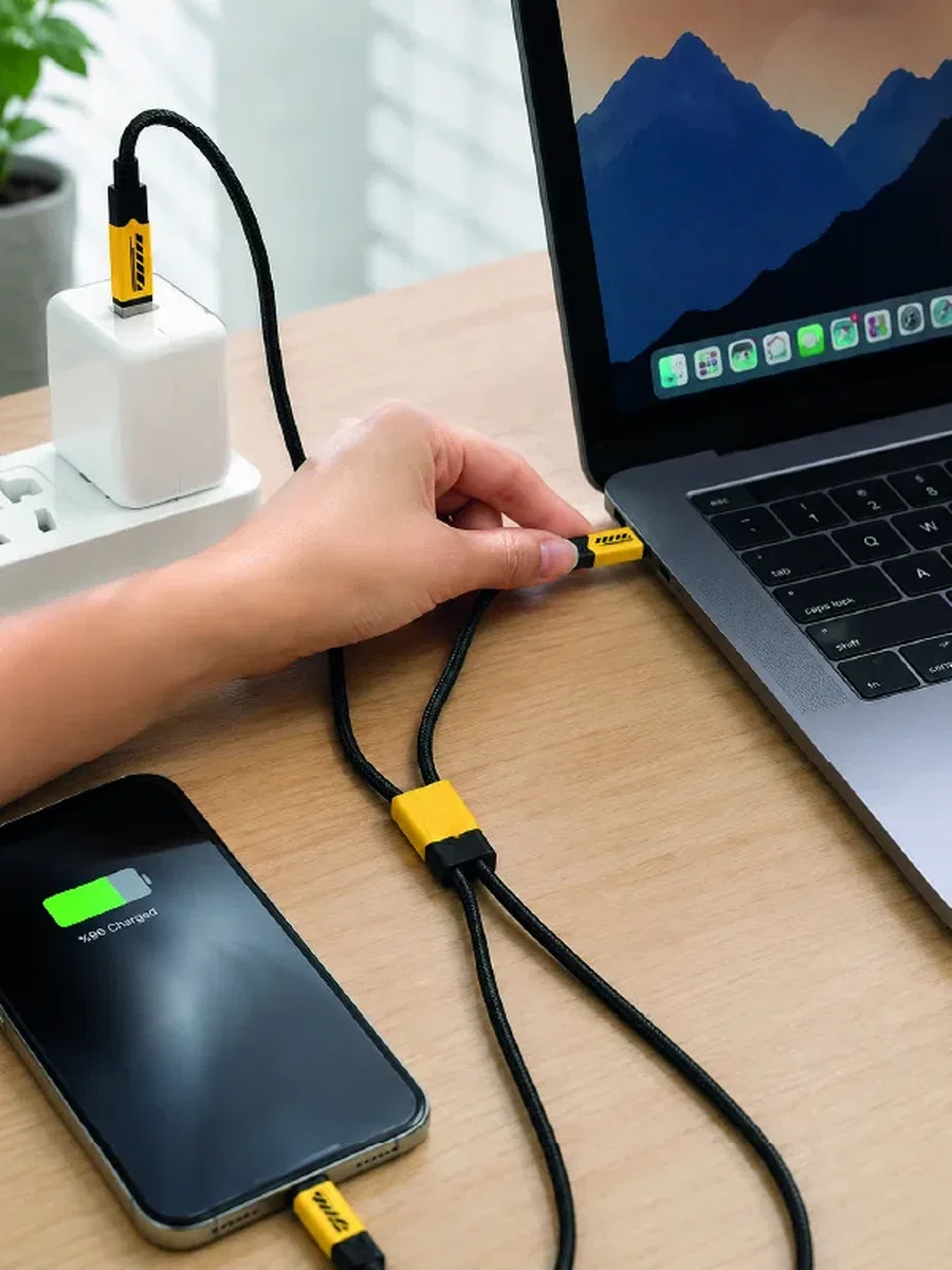 240W Çoklu Şarj Kablosu Type-C Lightning Micro USB Örgü Kablo görsel 2