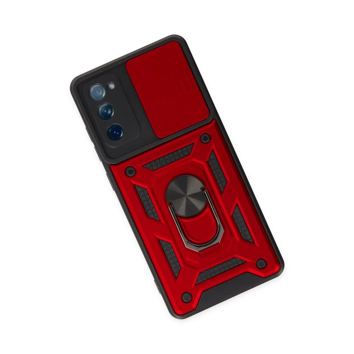 Samsung Galaxy S20 Fe Kılıf Pars Lens Yüzüklü Silikon - Kırmızı görsel 3