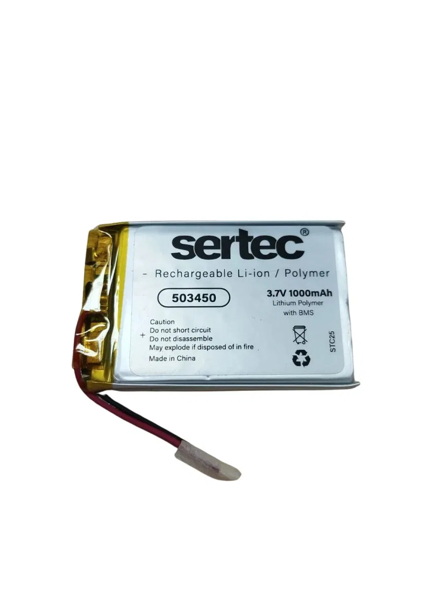 Sertec 503450 3. 7v 1000 Mah Li-polymer Pil (devreli/1. 5a)