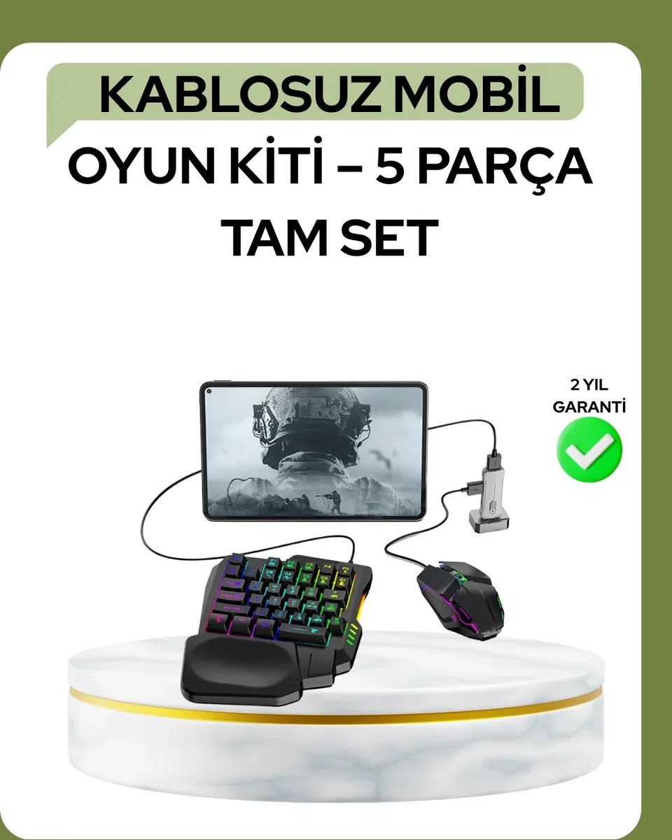 Mobil PUBG Oyuncuları İçin 5in1 Klavye Mouse Oyun Seti – BT5. 3 Destekli