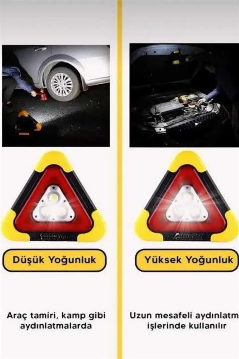 Solar Şarjlı Çok Fonksiyonlu Reflektör Işıklı Ikaz Lambası Acil Durum Reflektörü Acil Durum Uyarı Lambası görsel 5