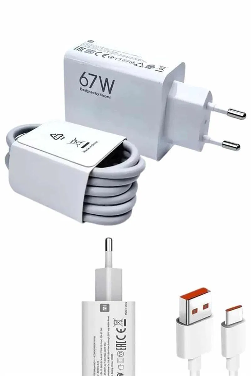 Beyaz Ultra Plus Hızlı Şarj Seti Şarj Adaptörü Ve Kablosu 67w görsel 5