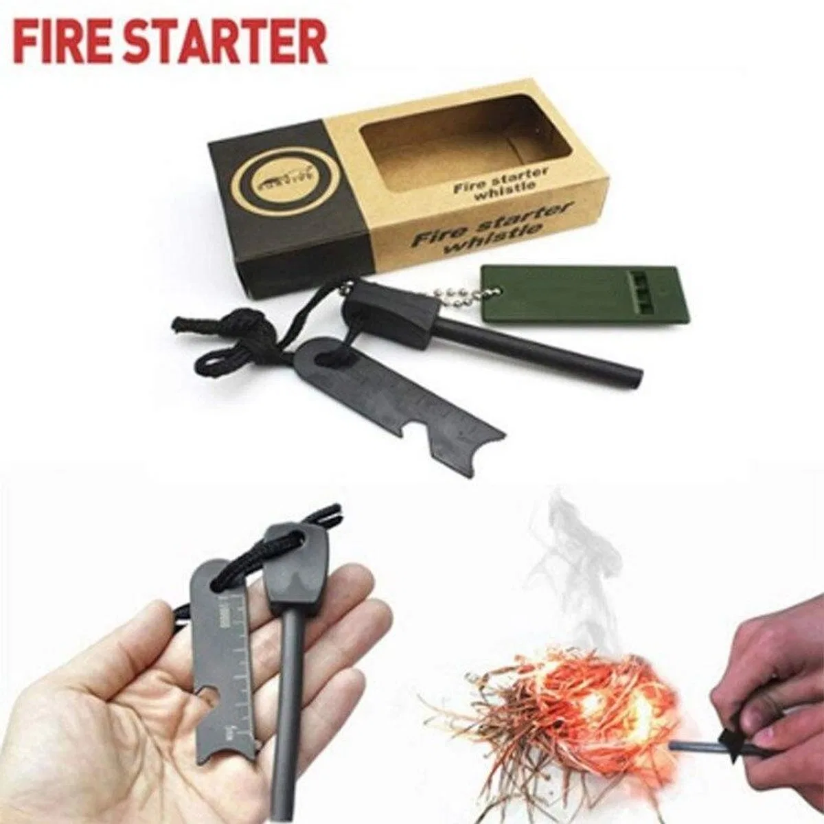 Survive Magnezyum Çubuğu Ateş Başlatıcı Çakmak Taşı görsel 8