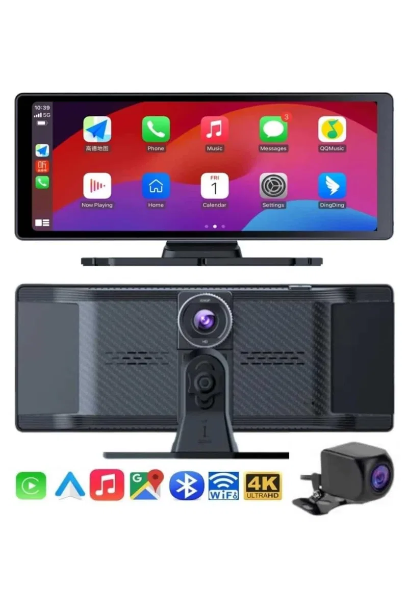 4K Ultra Araç İçi Ön ve Arka Kameralı Ekran HD 2 Kameralı Torpido Üstü Araç Multimedya görsel 2