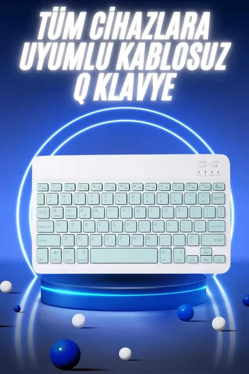 Bluetooth Şarj Edilebilir Mini Q Klavye Kablosuz Taşınabilir görsel 2