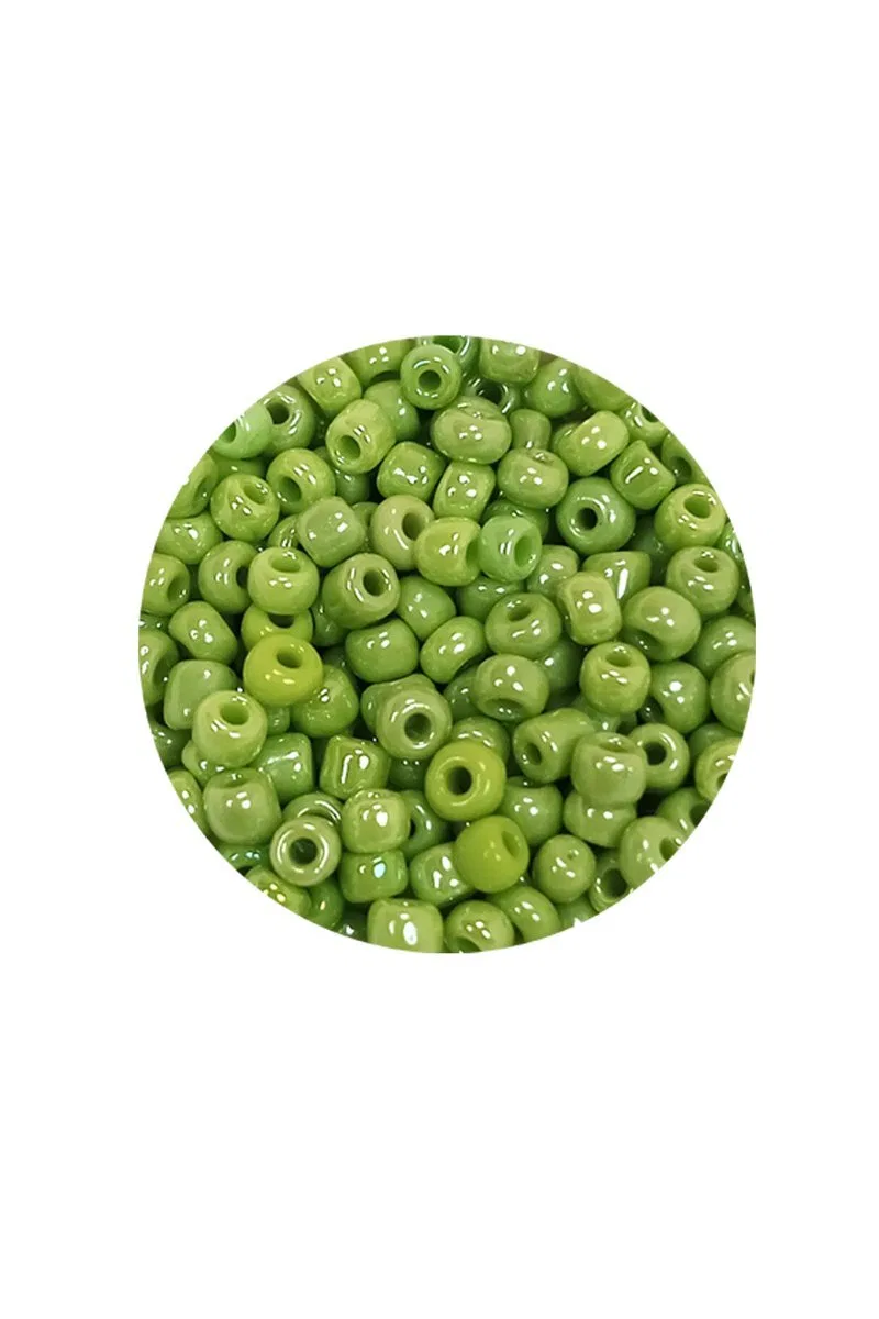Dökme Cam Kum Boncuk (8/0) 3 mm - 60 Gram - Çimen Yeşili - BNC193 görsel 2