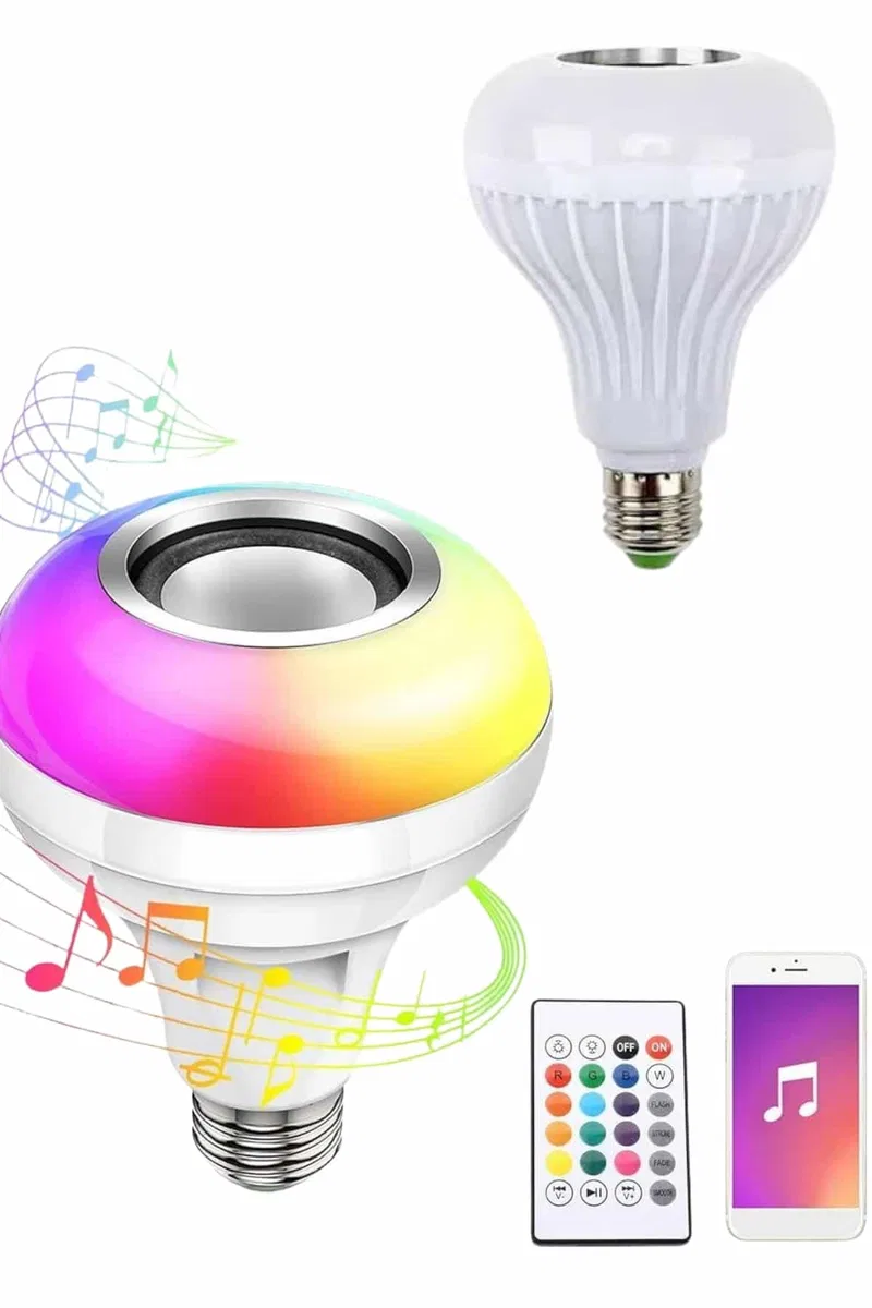 Bluetooth Hoparlör Akıllı Rgb Led Işık Renk Değiştirme Ses Bombası Ampül Görünümlü görsel 3