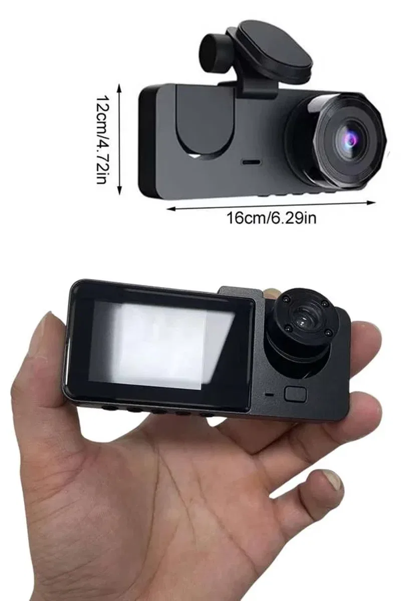 Araç İçi Dikiz Kamerası Sürüş Kaydedici 3 Lensli DVR Kamera görsel 4