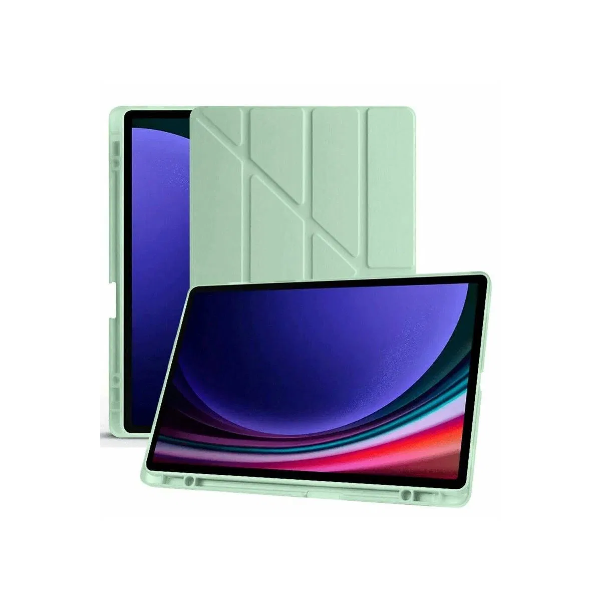 Samsung Galaxy X510 Tab S9 Fe 11 Kılıf Kalemlikli Mars Tablet Kılıfı - Açık Yeşil görsel 4