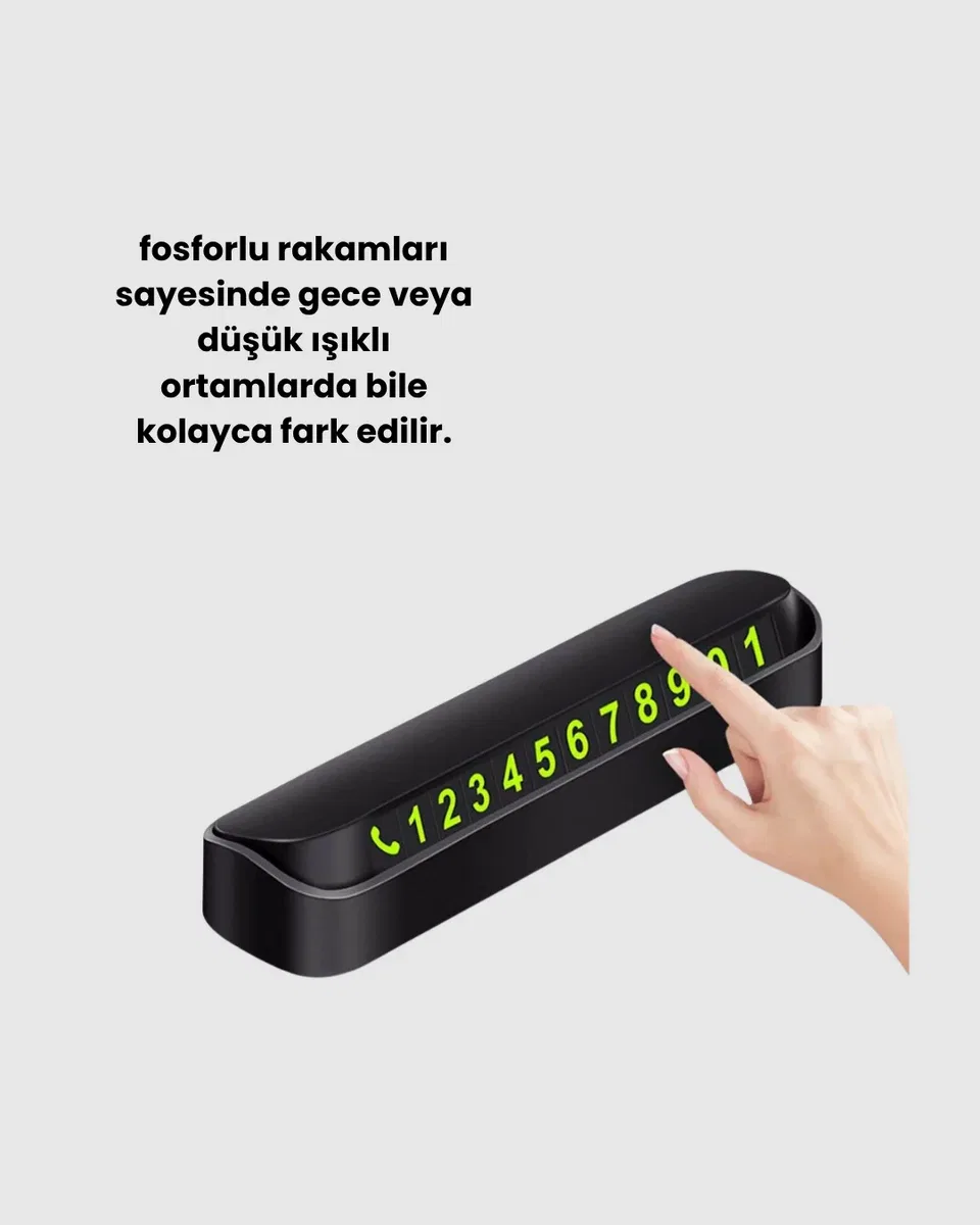 Fosforlu Araç İçi Park Kartı Numaratörü görsel 2