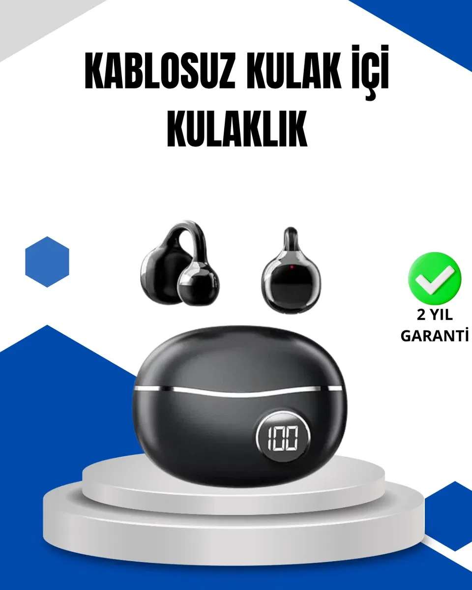 Bluetooth 5. 4 Kablosuz Kulaklık – Açık Kulak Güvenli Tasarım ve Hızlı Şarj Özelliği