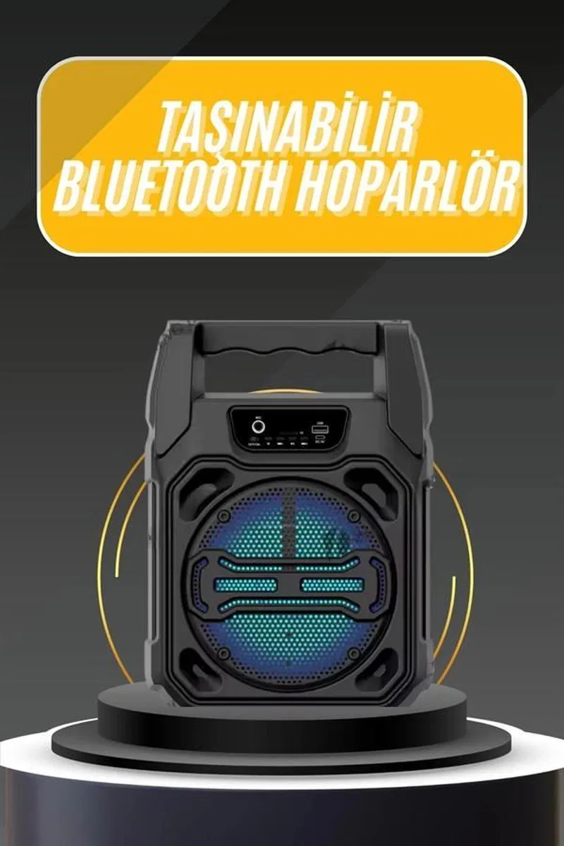 Karaoke Mikrofonlu Fm Radyolu Bluetooth Hoparlör Yüksek Ses Kaliteli görsel 2