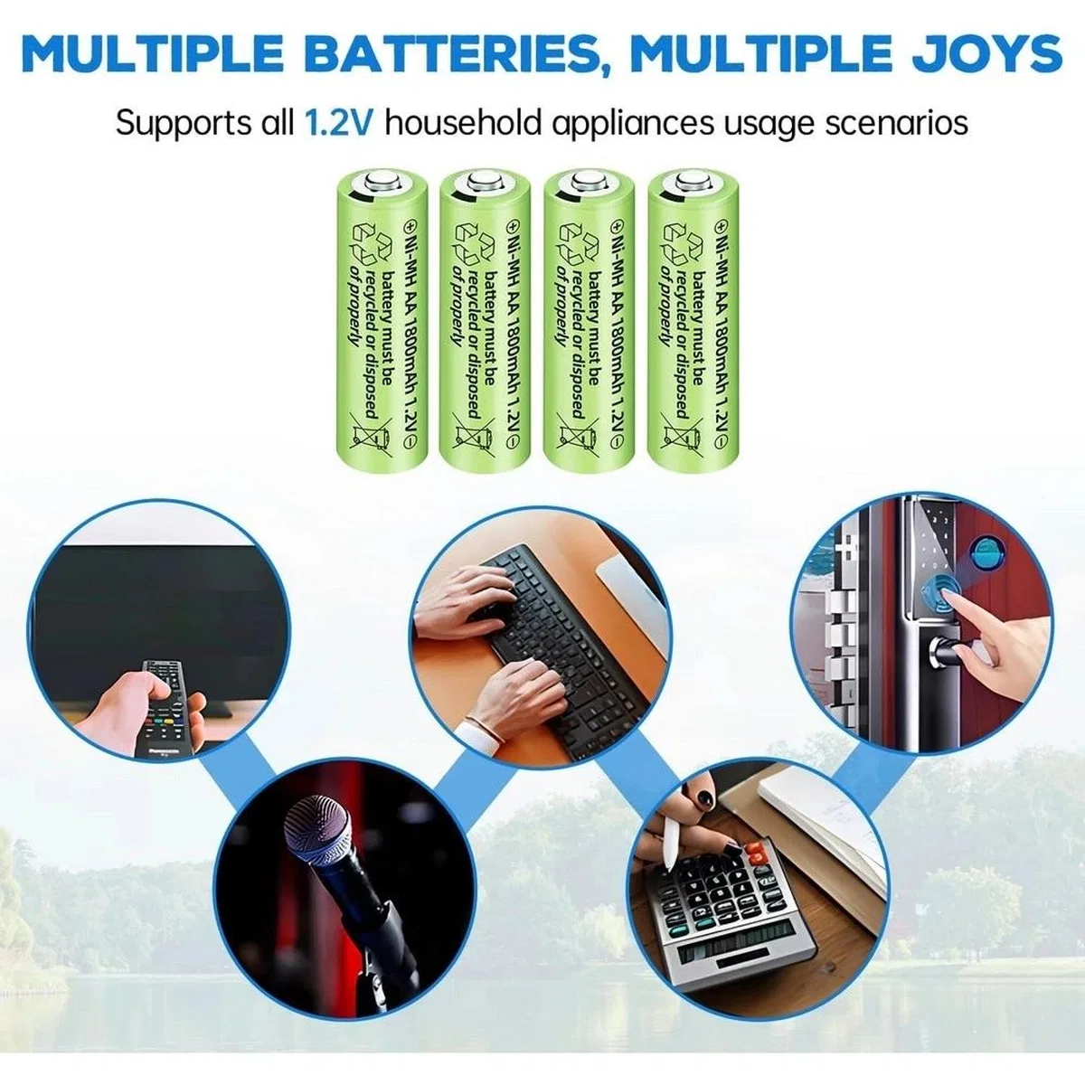 1800 Mah 1. 2v Aa Ni-mh Şarj Edilebilir Pil 12 Adet görsel 3