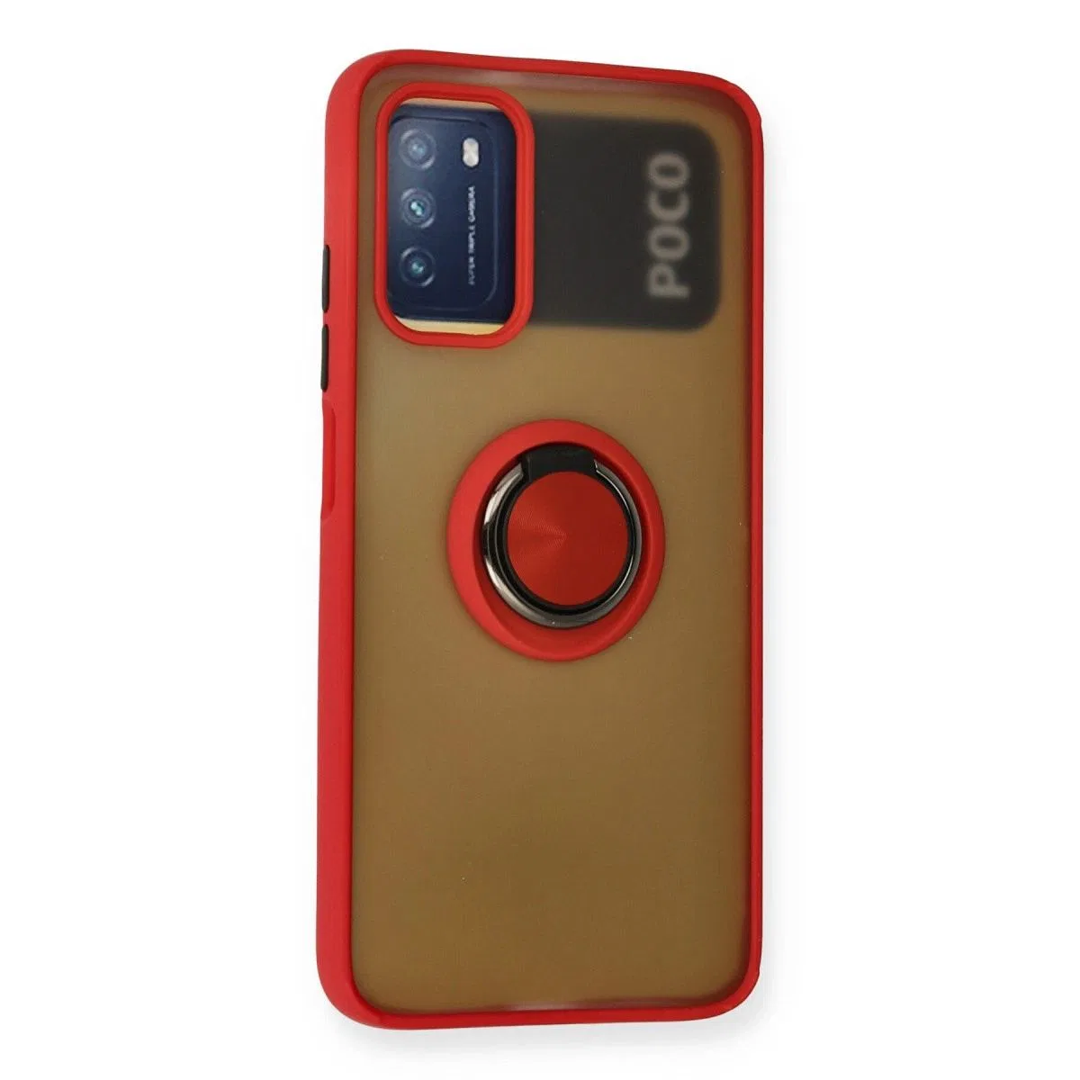 Xiaomi Redmi 9t Kılıf Montreal Yüzüklü Silikon Kapak - Kırmızı görsel 2