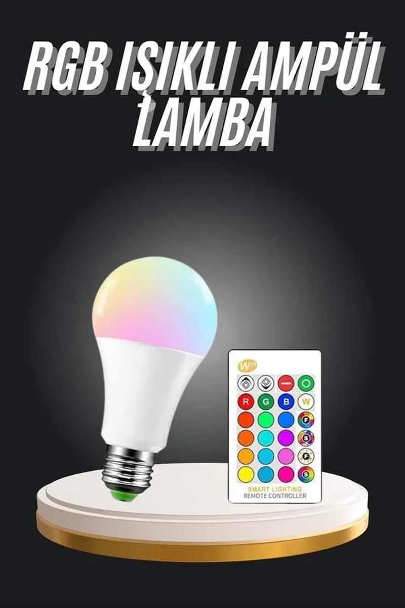 Ambiyans Aydınlatma RGB Led Lamba Kumandalı Renk Değiştirebilen görsel 2