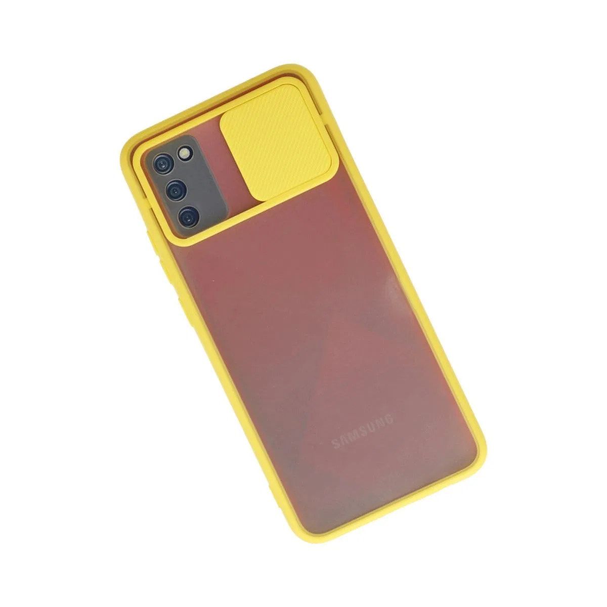 Samsung Galaxy A02s Kılıf Palm Buzlu Kamera Sürgülü Silikon - Sarı görsel 2