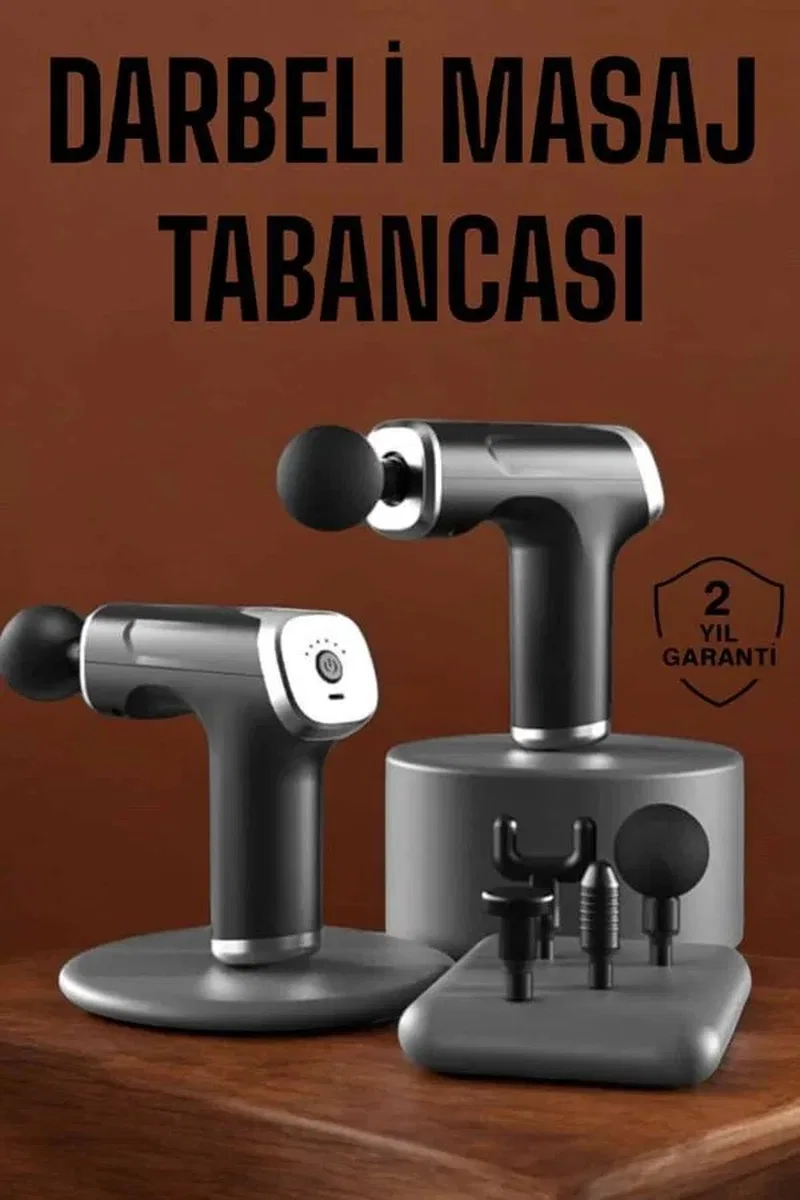 4 Başlıklı Darbeli Şarjlı Masaj Aleti Tabancası Kablosuz görsel 2