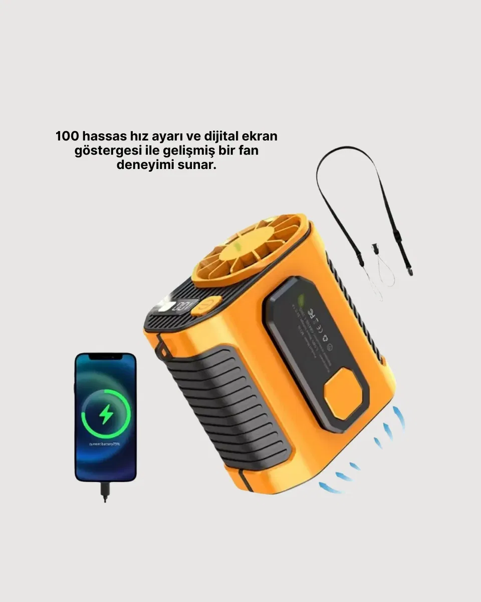 USB Şarjlı Kompakt El ve Boyun Fanı Çok Fonksiyonlu görsel 4