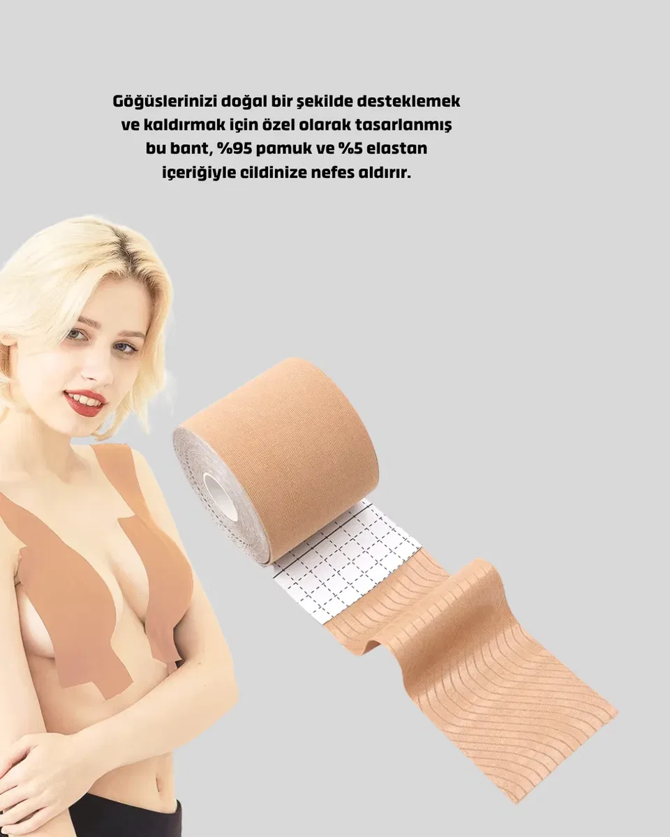 Askısız Görünmez Göğüs Bandı – Dekolteli Kıyafetler İçin Destekleyici Bant görsel 3