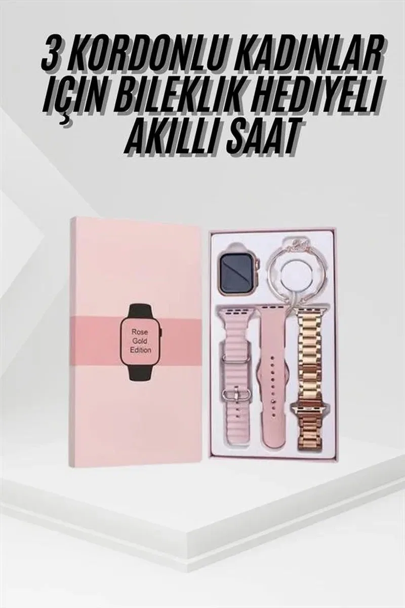 Yeni Nesil Kadın Akıllı Saat Rose Gold Android ve İos Uyumlu görsel 2