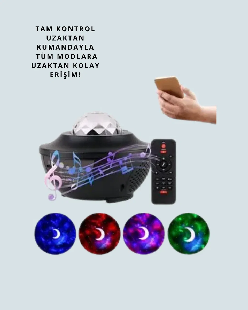 Bluetooth & USB Müzik Çalar Gece Lambası – 50 m² Kapsama, Uzaktan Kumanda görsel 3