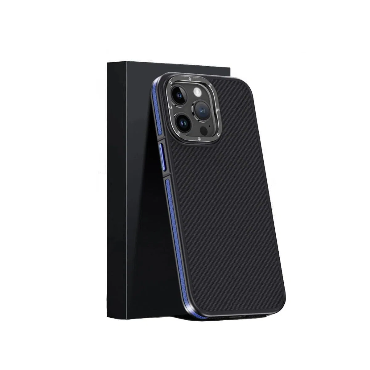 Joko Apple İphone 15 Pro Max Kılıf Aramid 600d Kevlar Karbon Fiber Magsafe Kapak - Lacivert görsel 2