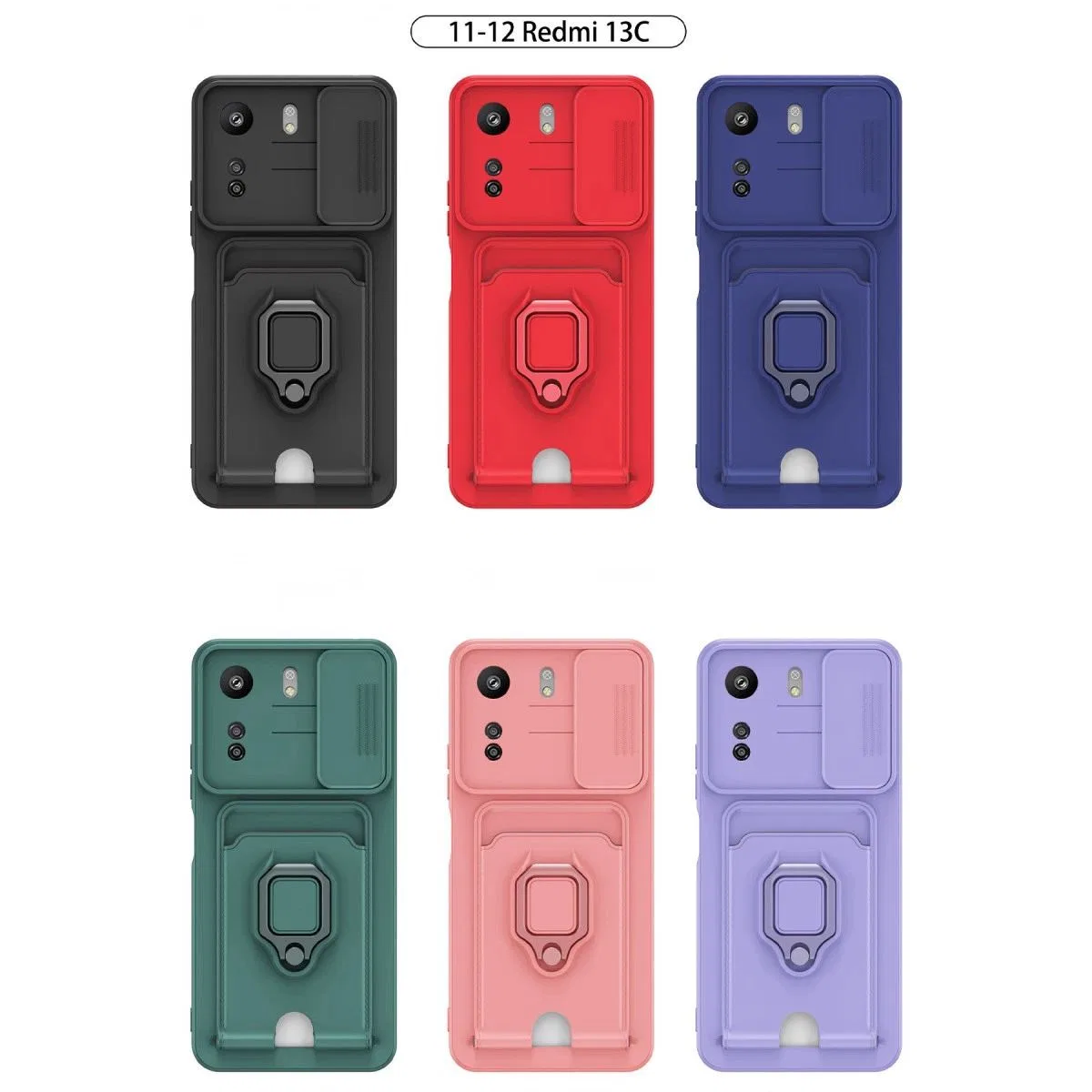 Xiaomi Redmi 13c Kılıf Zuma Kartvizitli Yüzüklü Silikon - Yeşil görsel 5