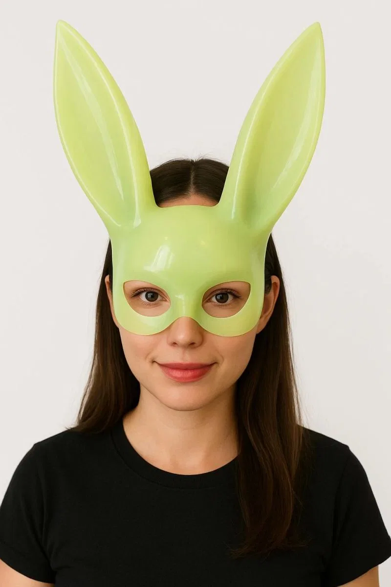 Karanlıkta Parlayan Fosforlu Tavşan Maskesi – Glow Bunny Masquerade Maske (32x22 Cm) görsel 2