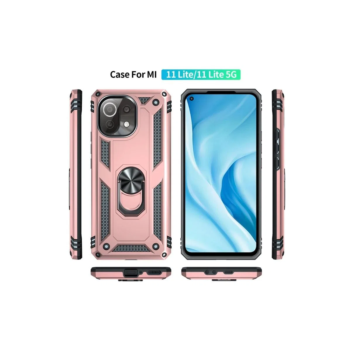 Xiaomi Mi 11 Lite Kılıf Sofya Yüzüklü Silikon Kapak - Rose görsel 3