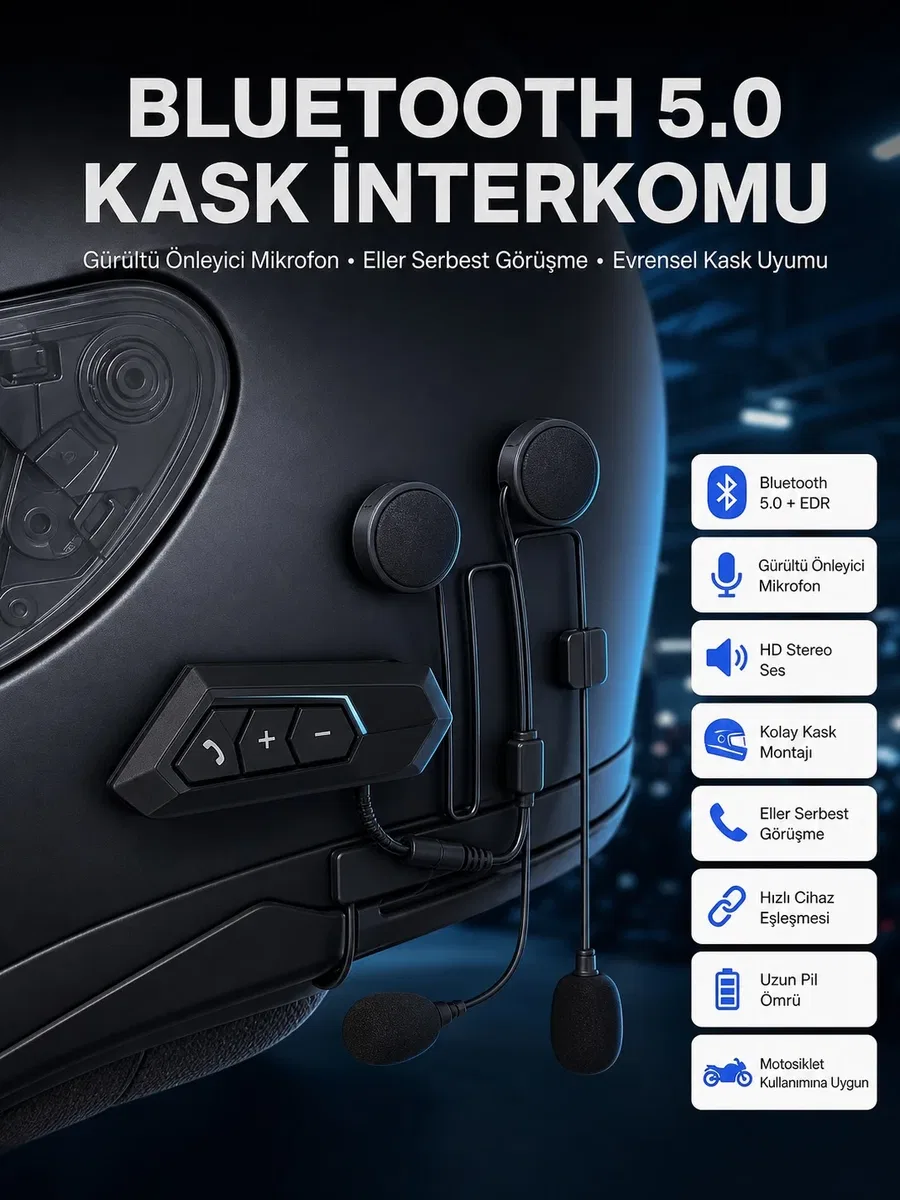 Intercom Bluetooth Kask Kulaklık Motosiklet Kulaklık 5. 0 Bluetooth