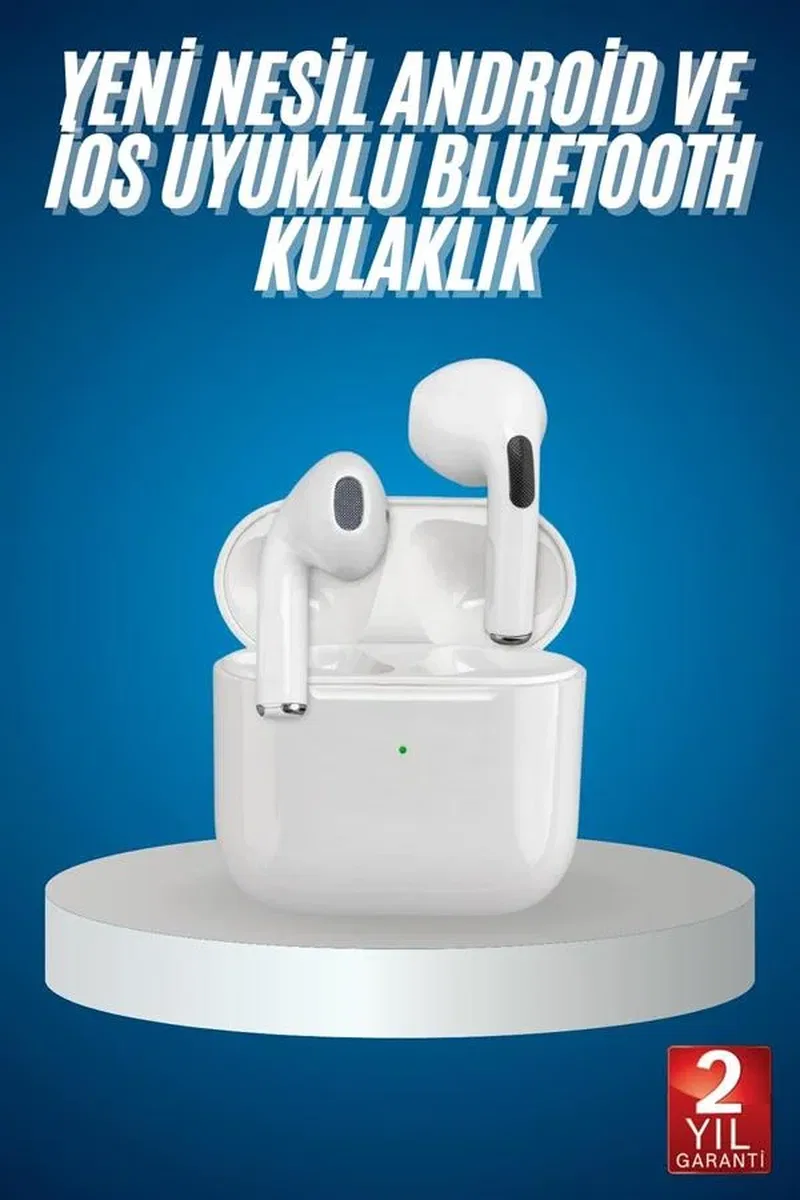Bluetooth Kulaklık Beyaz Çağrı Cevaplama Dokunmatik Kontrol Kablosuz görsel 2