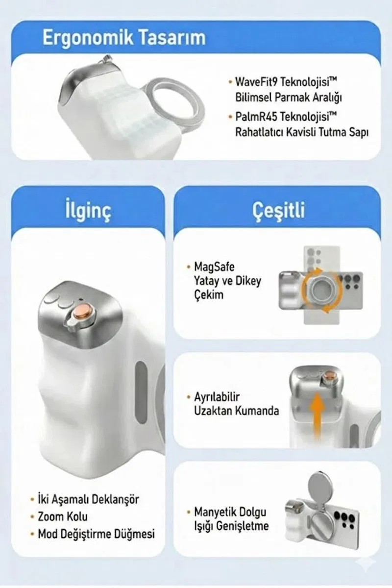 Magsafe Selfie Çubuğu Kamera Kolu Profesyonel Çekim Zoom görsel 5