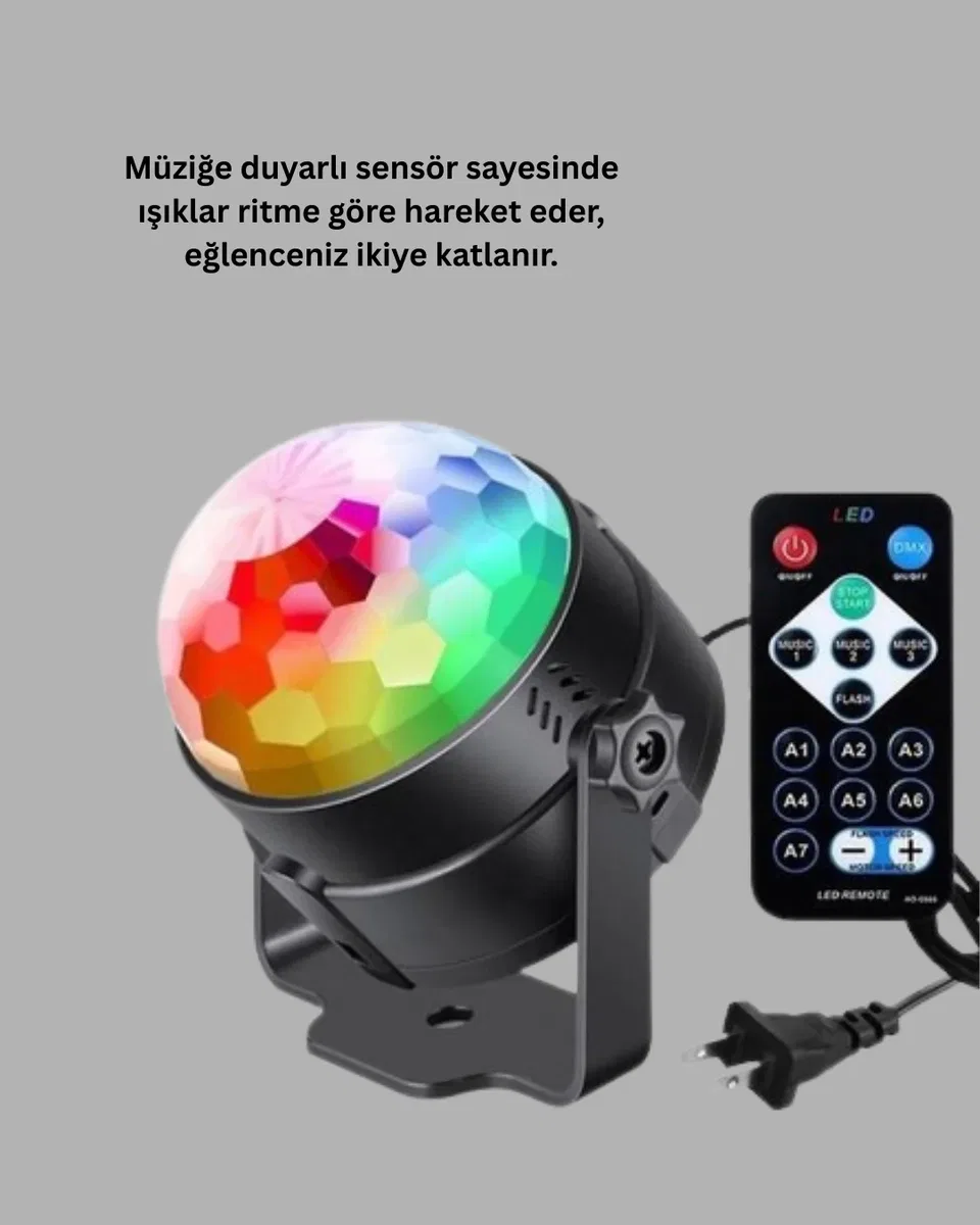 Ses Duyarlı Mini Disko Küre Lamba görsel 4