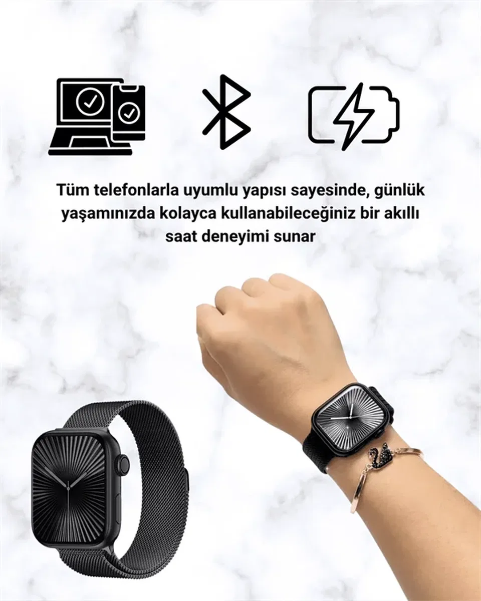 SQ-16 Mini Series 10 Akıllı Saat – 3 Kordon + Hediye Bileklik görsel 3