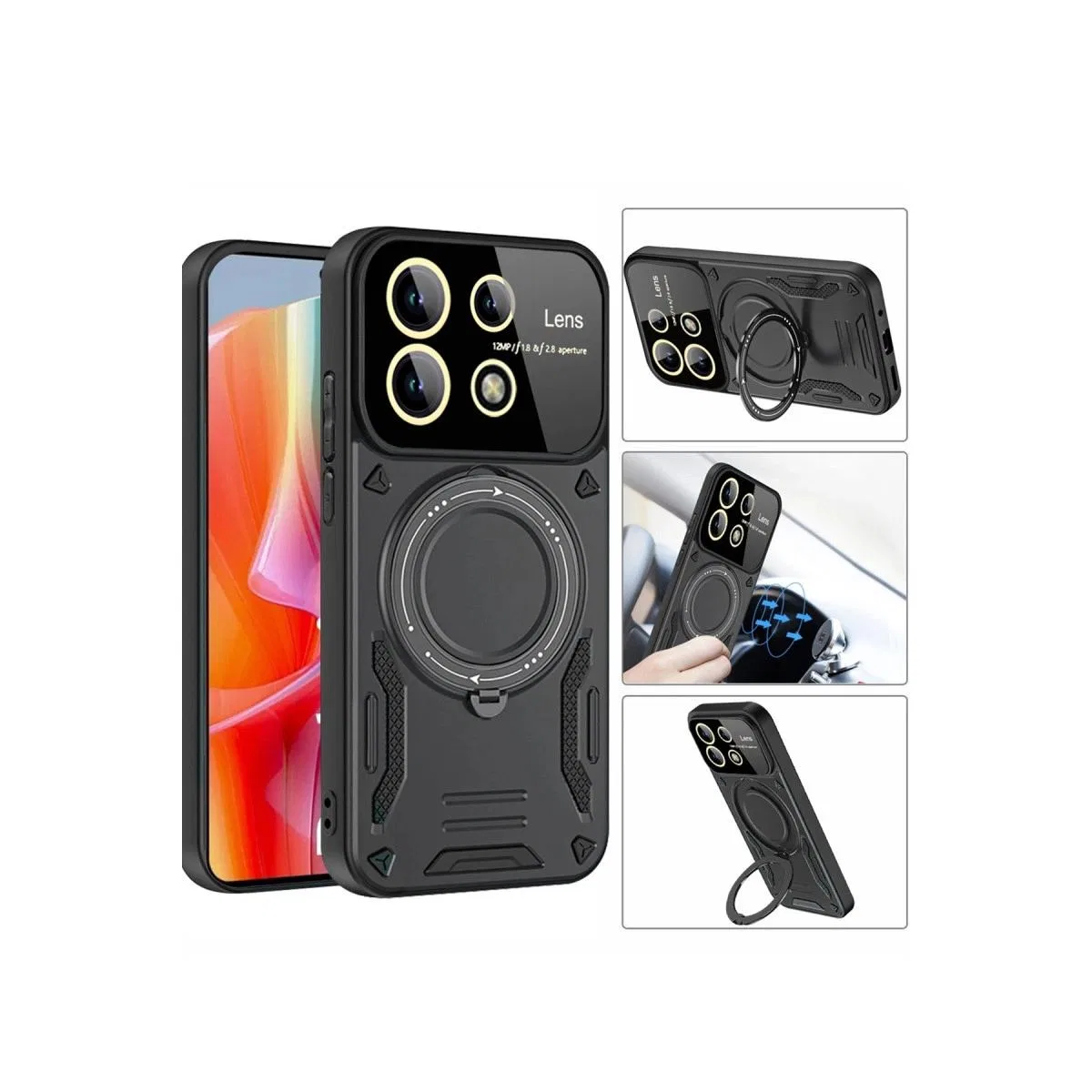 Xiaomi Redmi Note 13 Pro 5g Kılıf Joy Lens Standlı Kapak - Kırmızı görsel 3