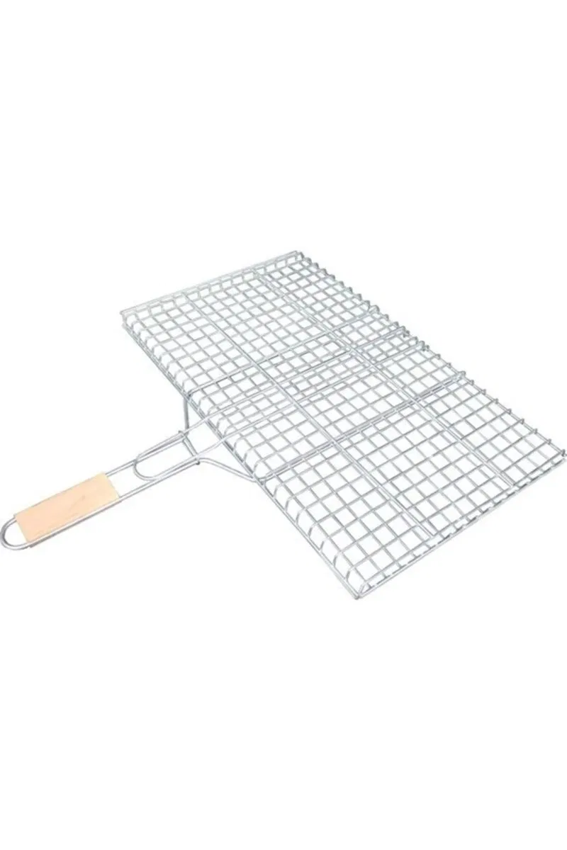 Ahşap Saplı Mangal Izgarası Galvanizli Paslanmaz Kafes Demir 25 x 40 cm görsel 4