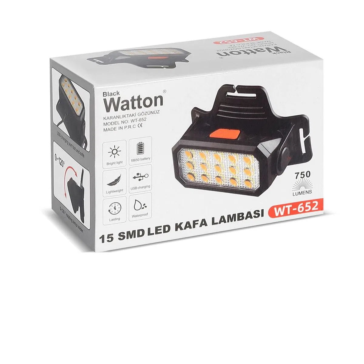 15 Ledli Sarı / Beyaz Şarjlı Kafa Lambası Wt-652 görsel 2