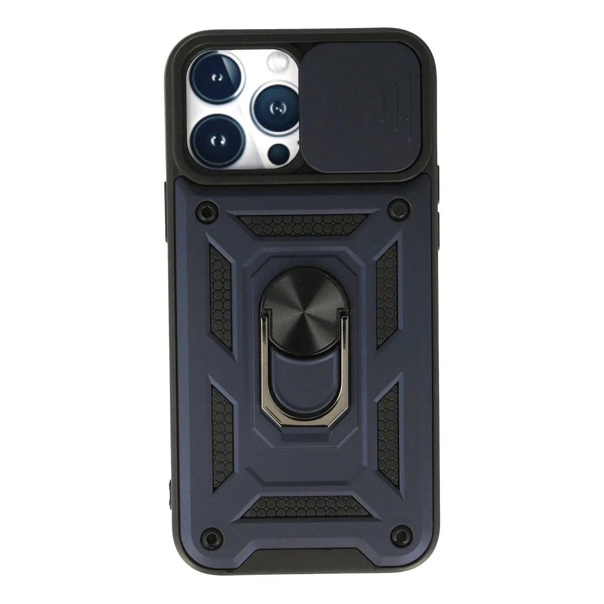 Apple İphone 13 Pro Max Kılıf Pars Lens Yüzüklü Silikon - Lacivert
