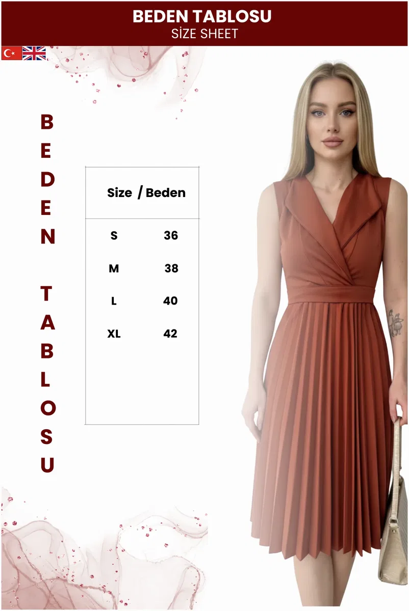 Kadın Sıfır Kol Kloş Kesim Elbise görsel 5
