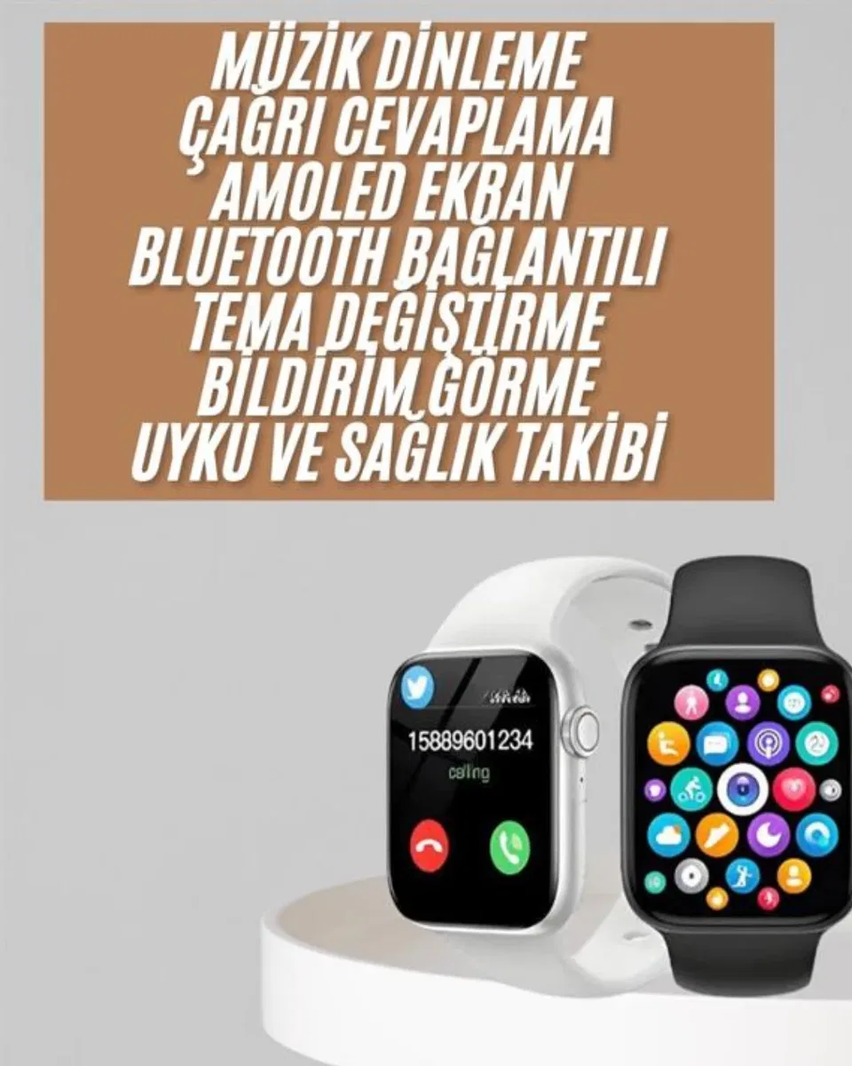 1. 83 İnç Akıllı Saat Android ve İOS Uyumlu Çağrı Cevaplayabilen Adımsayar GPS Takibi