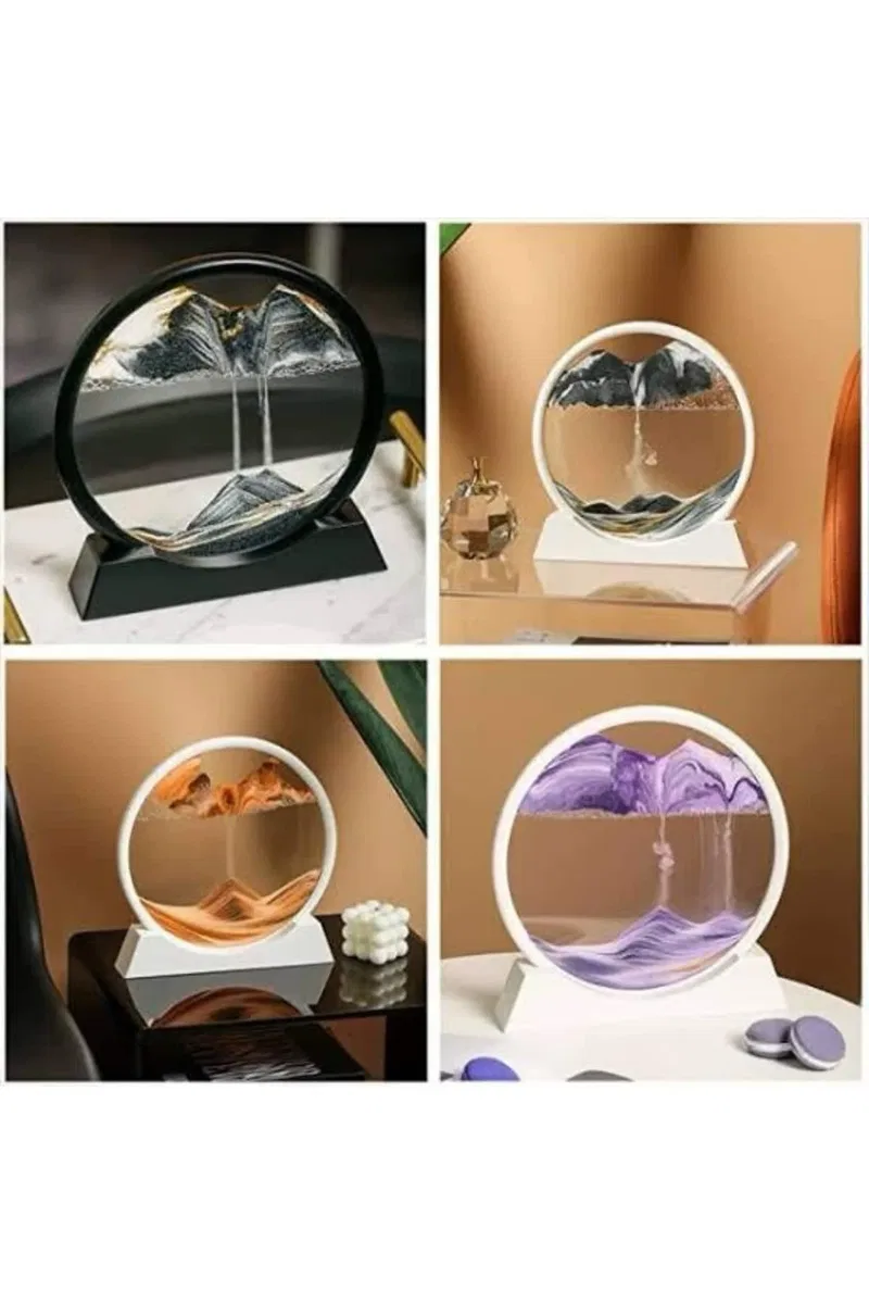 3D Led Işıklı Kum Saati Gece Lambası Hareketli Sulu Kum Saati Dekoratif görsel 5