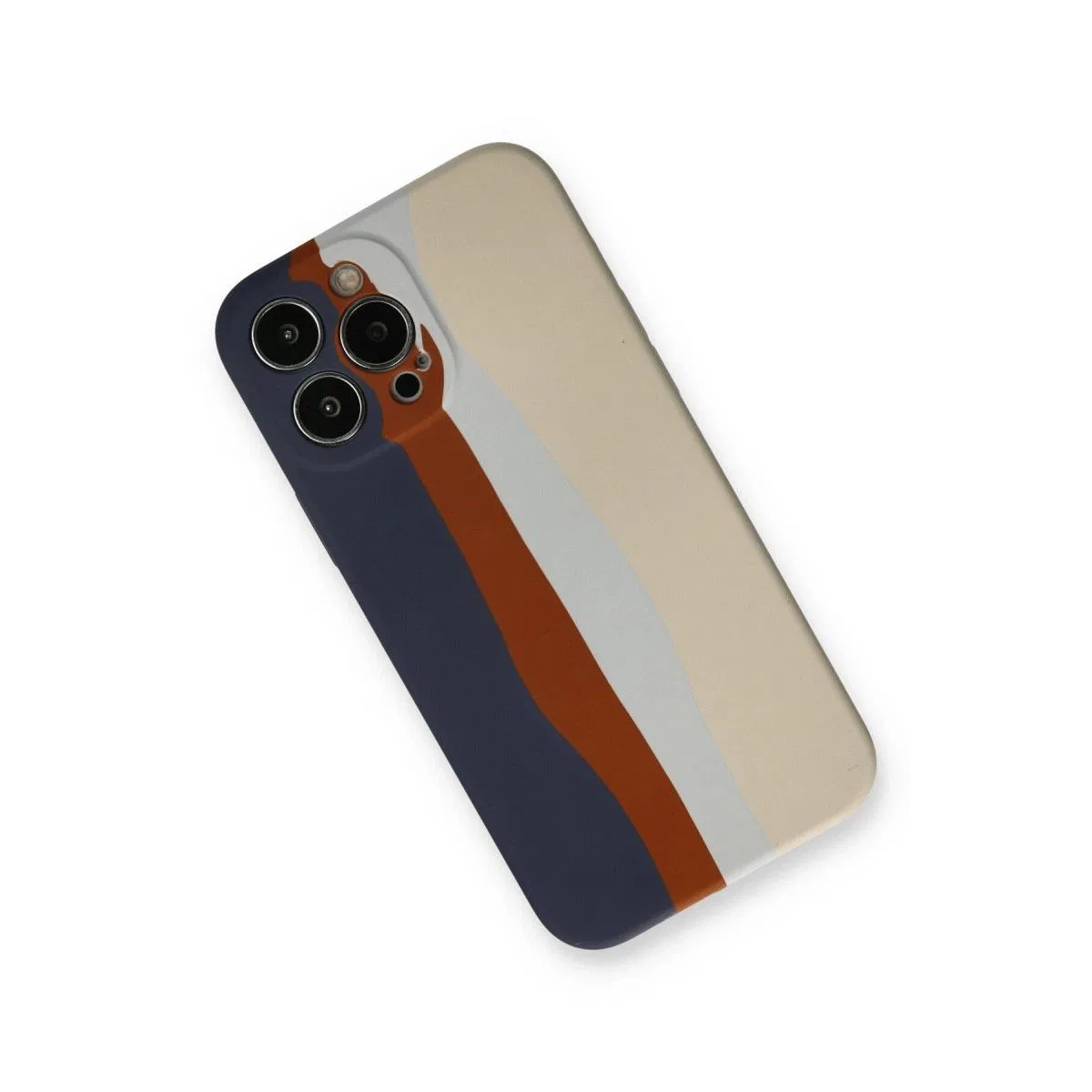 Apple İphone 13 Pro Kılıf Ebruli Lansman Silikon - Lacivert-krem görsel 2