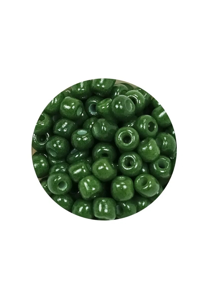 Dökme Cam Kum Boncuk Büyük Boy (6/0) 4 mm - 20 Gram - Koyu Yeşil - BNC076 görsel 2